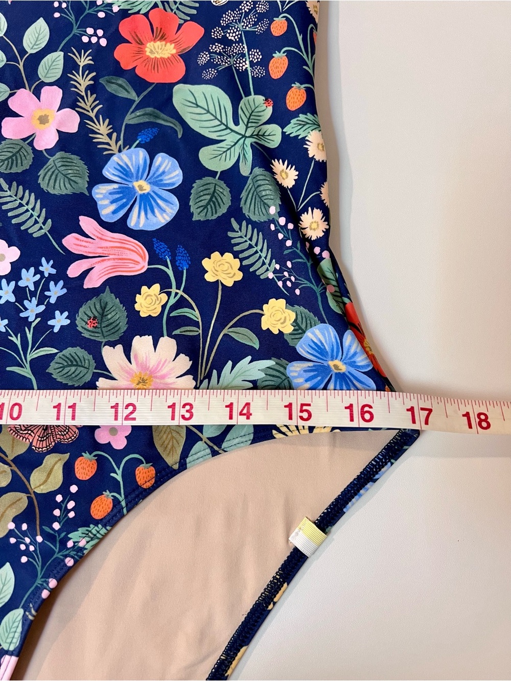 Rifle Paper Co x Summersault Navy Floral One-Piece Swimsuit w/ Tie Straps Sz 12 - Picture 12 of 12